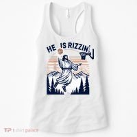 He Is Rizzin Basketball Jesus Retro Easter Christian Women's Tank Top thumb 0
