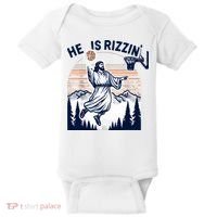 He Is Rizzin Basketball Jesus Retro Easter Christian Baby Bodysuit thumb 0