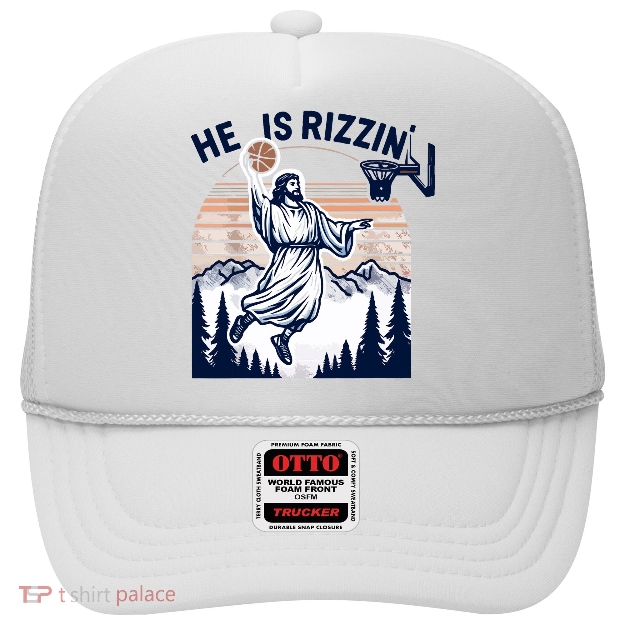 He Is Rizzin Basketball Jesus Retro Easter Christian Hat