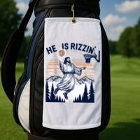 He Is Rizzin Basketball Jesus Retro Easter Christian Golf Towel thumb 2