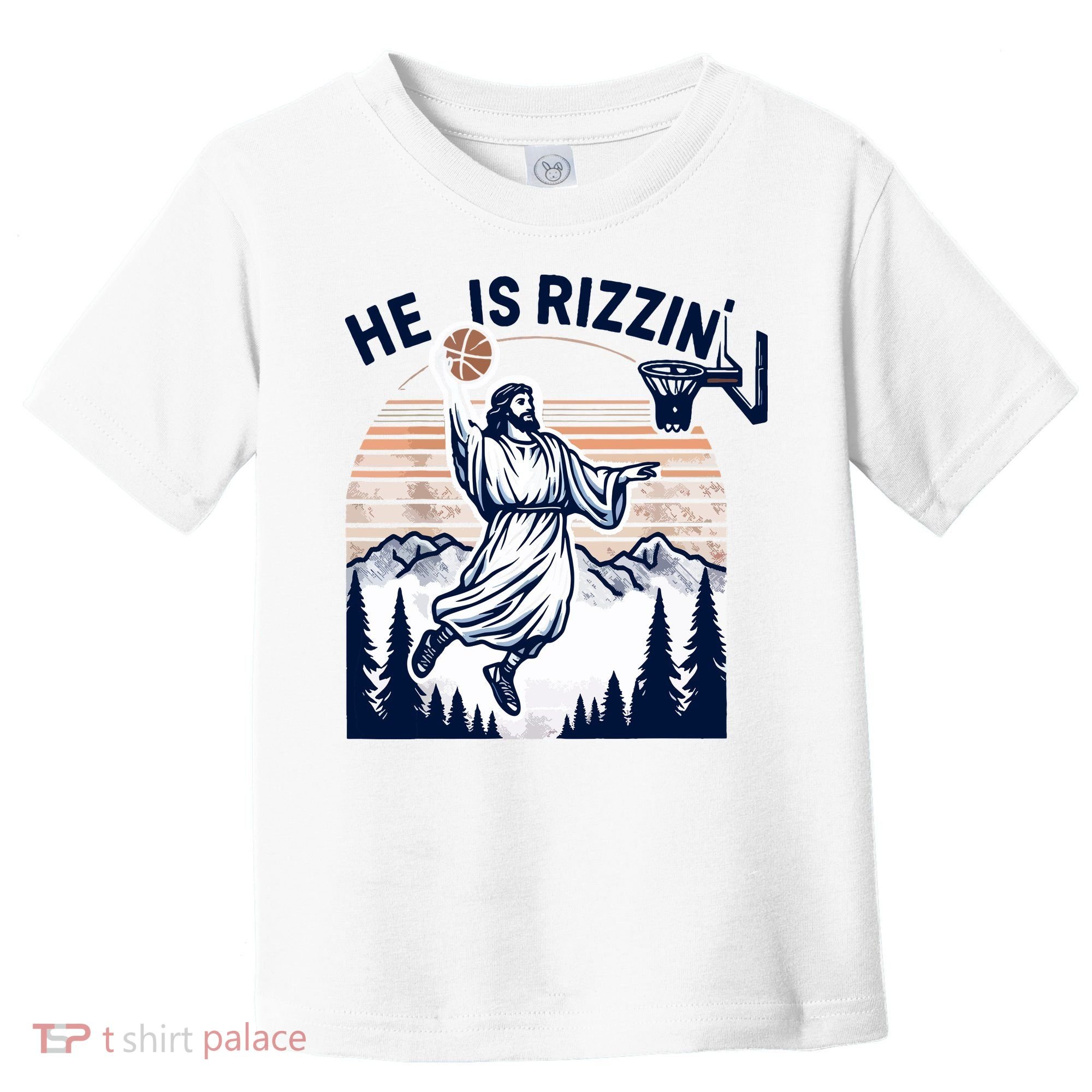 He Is Rizzin Basketball Jesus Retro Easter Christian Toddler T-Shirt