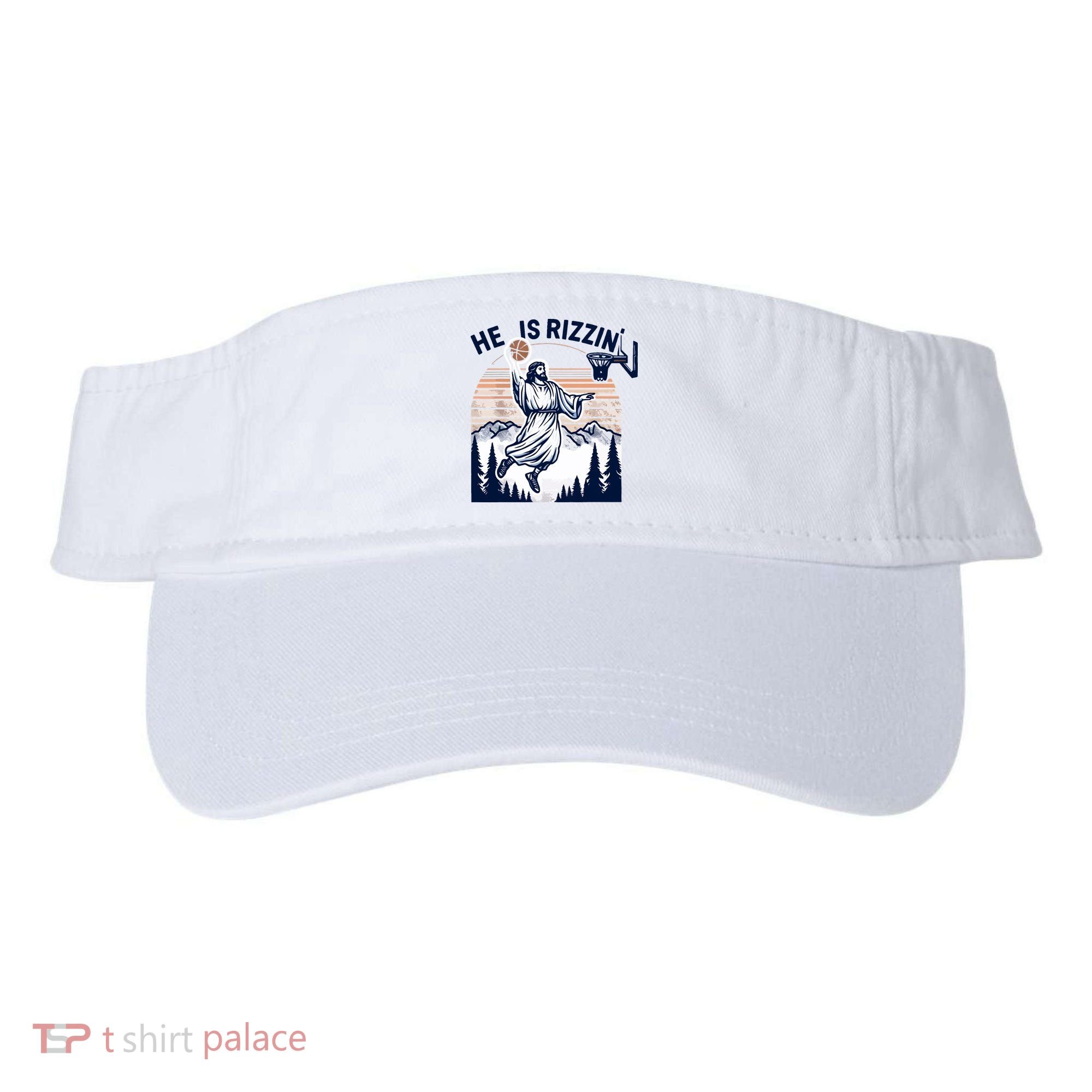 He Is Rizzin Basketball Jesus Retro Easter Christian Visor