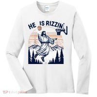 He Is Rizzin Basketball Jesus Retro Easter Christian Women's Long Sleeve Shirt thumb 0