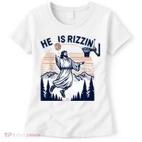 He Is Rizzin Basketball Jesus Retro Easter Christian Women's T-Shirt thumb 0