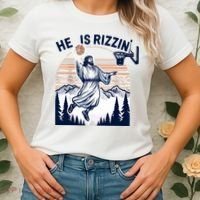 He Is Rizzin Basketball Jesus Retro Easter Christian Women's T-Shirt thumb 2