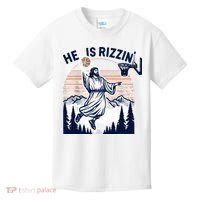 He Is Rizzin Basketball Jesus Retro Easter Christian Kids T-Shirt thumb 0