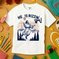 He Is Rizzin Basketball Jesus Retro Easter Christian Kids T-Shirt thumb 3