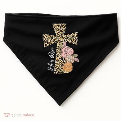 He Is Risen Leopard Easter Cross USA-Made Doggie Bandana