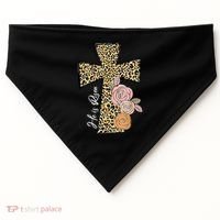 He Is Risen Leopard Easter Cross USA-Made Doggie Bandana thumb 0