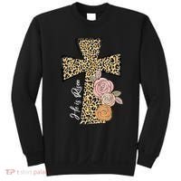 He Is Risen Leopard Easter Cross Sweatshirt thumb 0