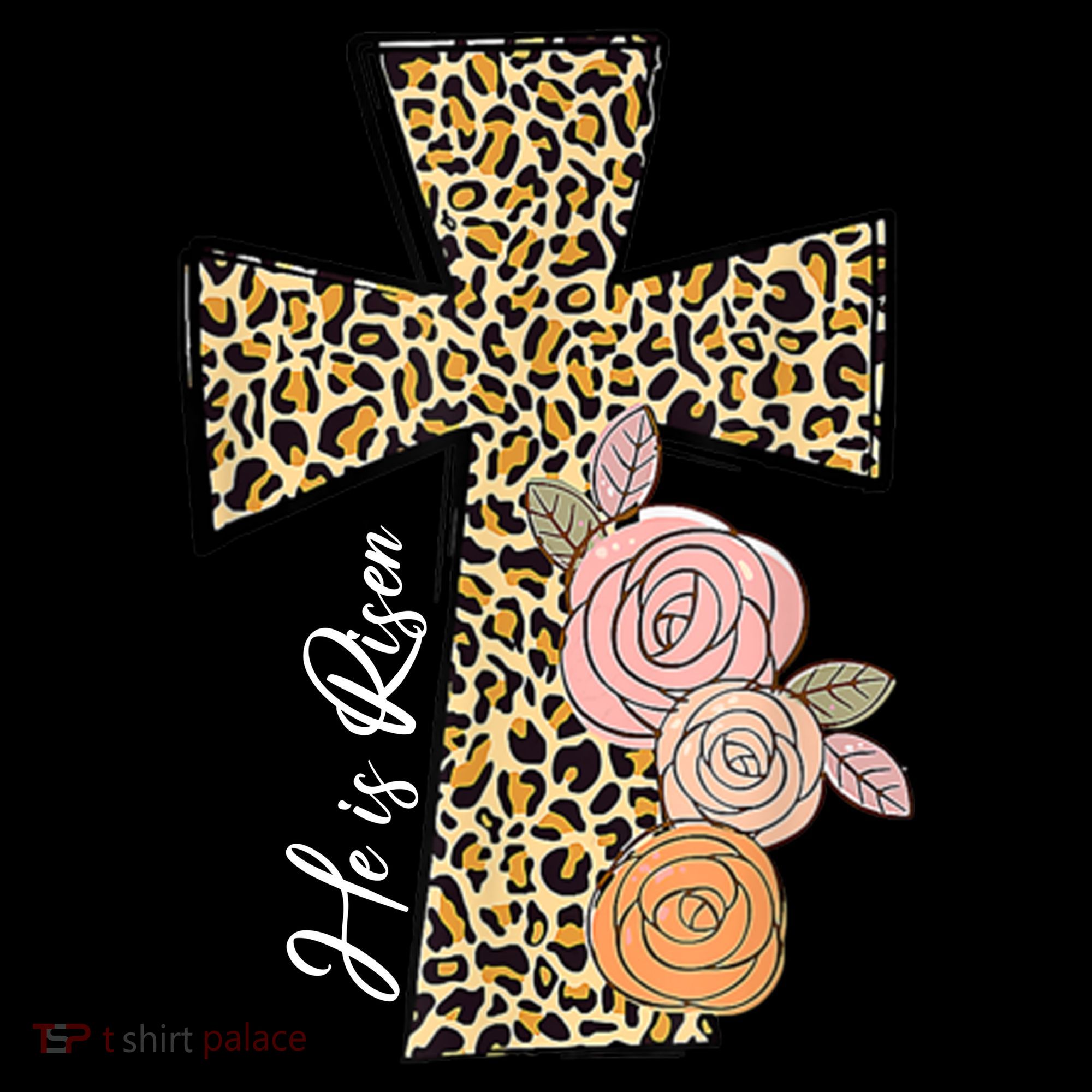 He Is Risen Leopard Easter Cross Bucket Hat