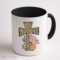 He Is Risen Leopard Easter Cross Coffee Mug thumb 1