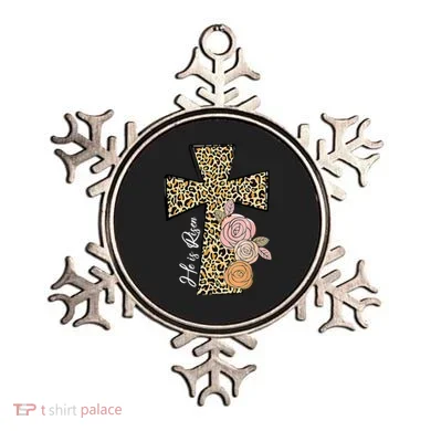 He Is Risen Leopard Easter Cross Ornament