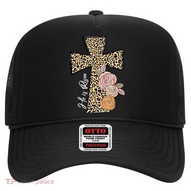 He Is Risen Leopard Easter Cross Hat