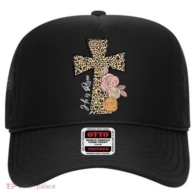 He Is Risen Leopard Easter Cross Hat