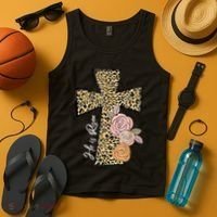 He Is Risen Leopard Easter Cross Tank Top thumb 4