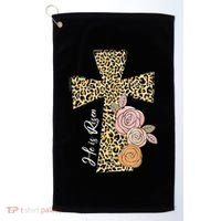 He Is Risen Leopard Easter Cross Golf Towel thumb 0