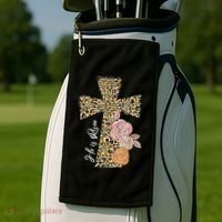 He Is Risen Leopard Easter Cross Golf Towel thumb 2