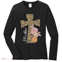 He Is Risen Leopard Easter Cross Women's Long Sleeve Shirt thumb 0