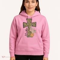 He Is Risen Leopard Easter Cross Hoodie thumb 5