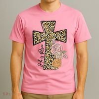 He Is Risen Leopard Easter Cross T-Shirt thumb 3