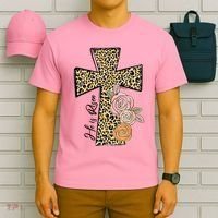 He Is Risen Leopard Easter Cross T-Shirt thumb 6