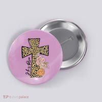 He Is Risen Leopard Easter Cross Button thumb 0