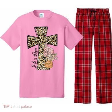 He Is Risen Leopard Easter Cross Pajama Set