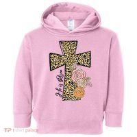He Is Risen Leopard Easter Cross Toddler Hoodie thumb 0