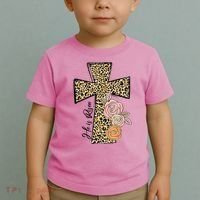 He Is Risen Leopard Easter Cross Toddler T-Shirt thumb 2