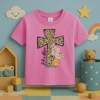 He Is Risen Leopard Easter Cross Toddler T-Shirt thumb 3
