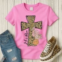 He Is Risen Leopard Easter Cross Women's T-Shirt thumb 3