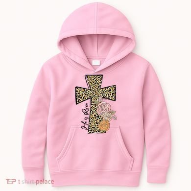 He Is Risen Leopard Easter Cross Kids Hoodie