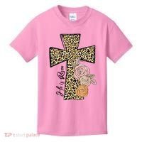 He Is Risen Leopard Easter Cross Kids T-Shirt thumb 0