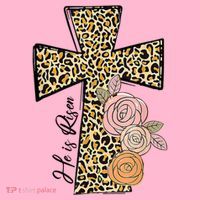 He Is Risen Leopard Easter Cross Kids T-Shirt thumb 4