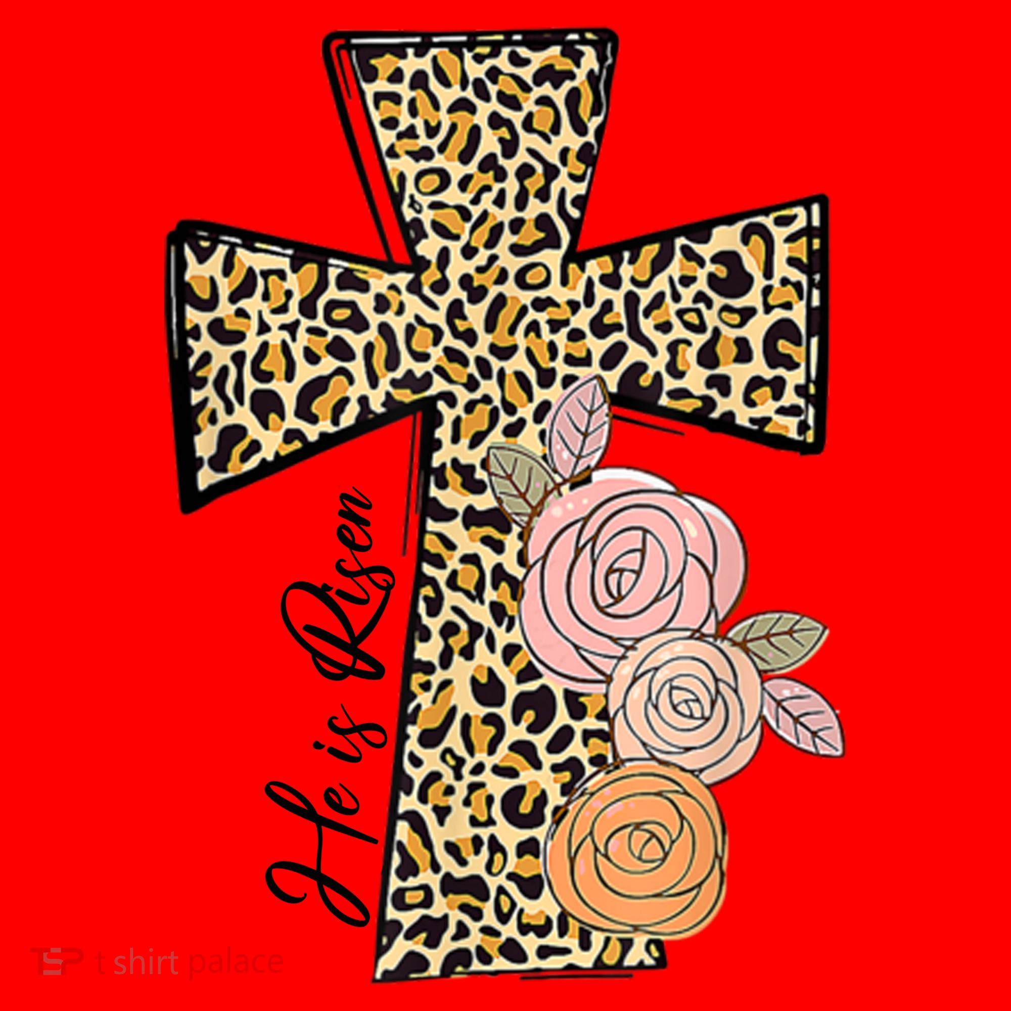 He Is Risen Leopard Easter Cross Santa Hat