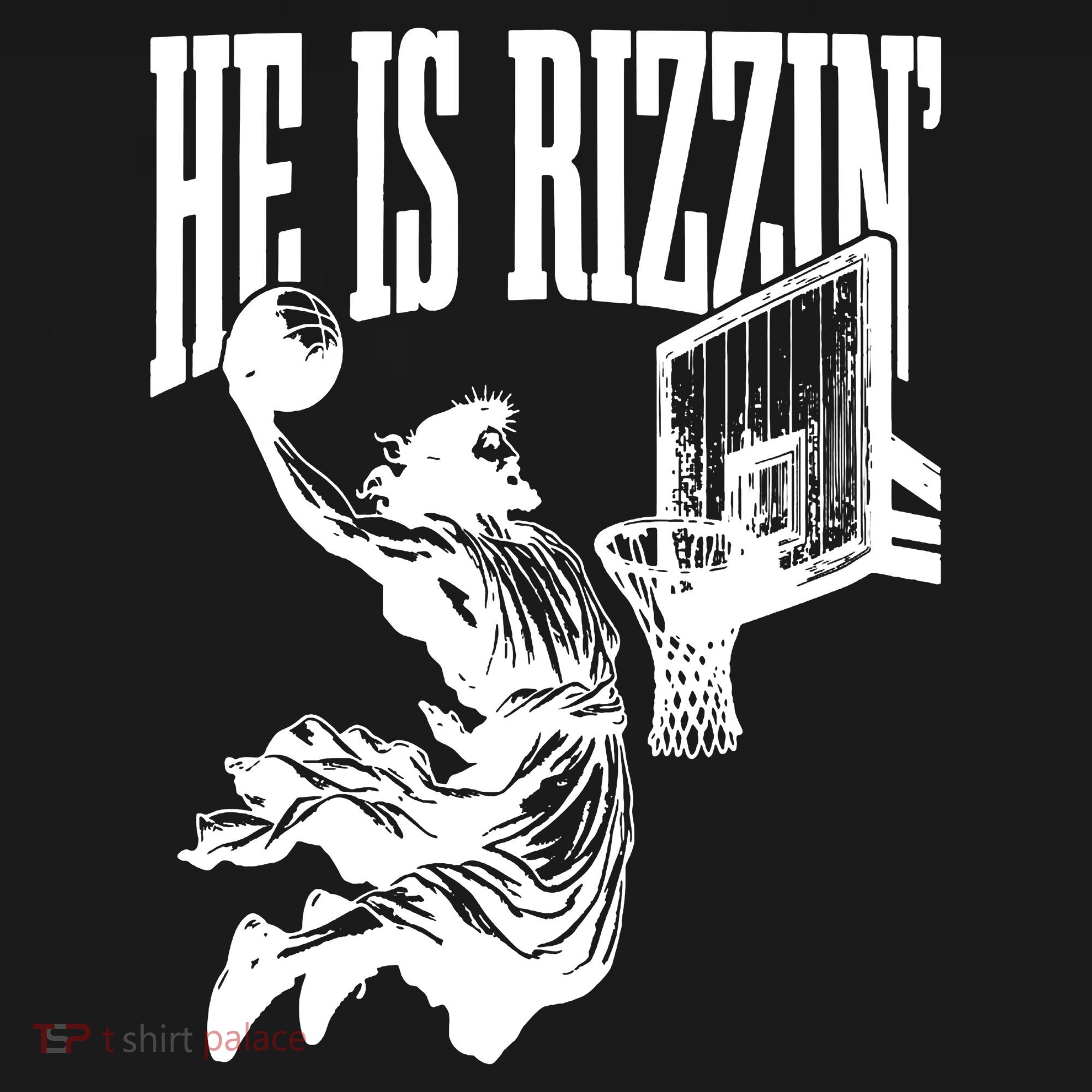 He Is Rizzin Funny Jesus Basketball Toddler Hoodie