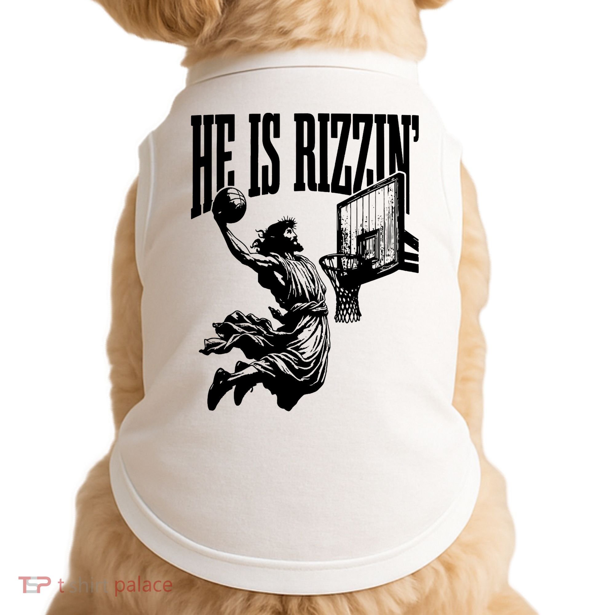 He Is Rizzin Funny Jesus Basketball Doggie Tank