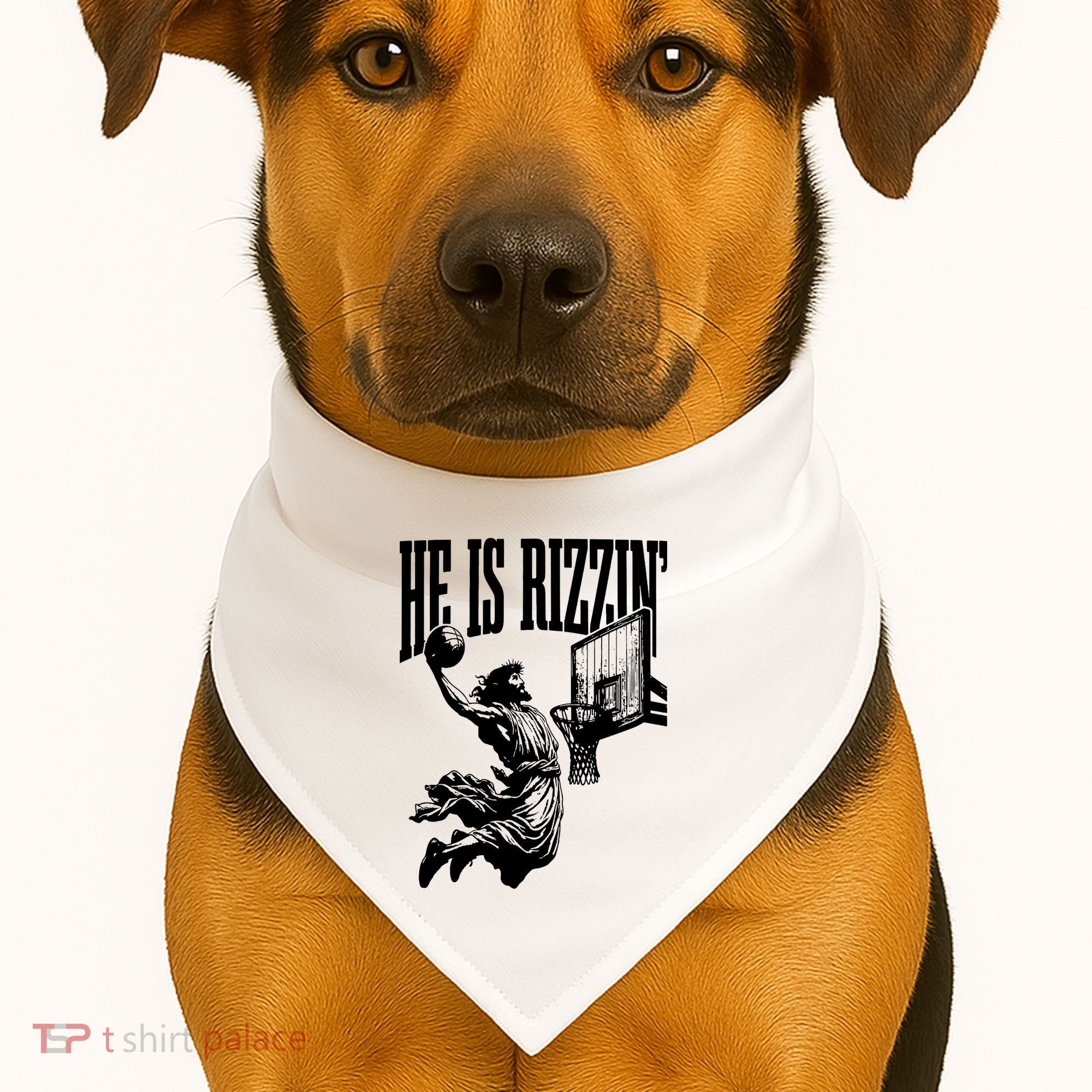 He Is Rizzin Funny Jesus Basketball USA-Made Doggie Bandana