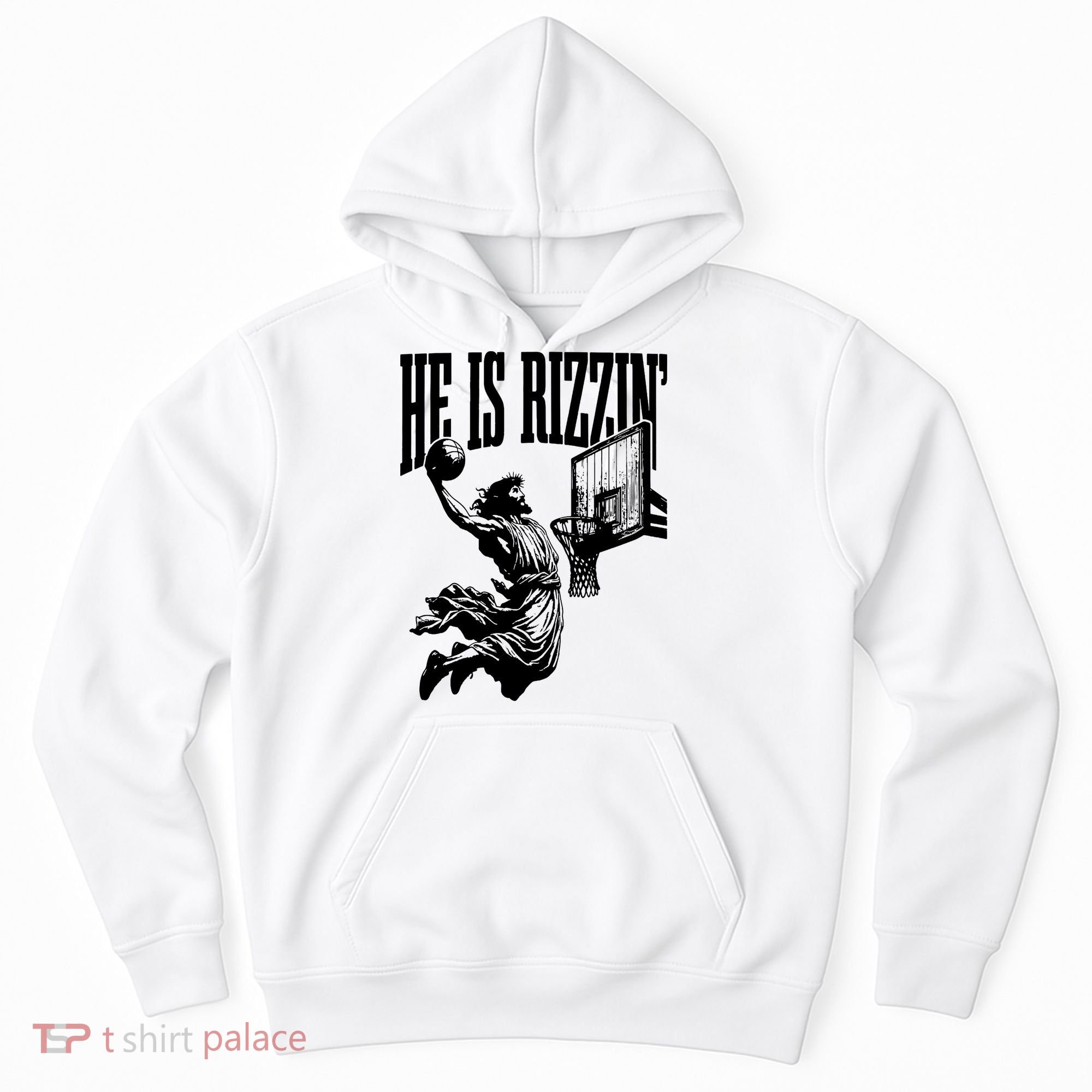 He Is Rizzin Funny Jesus Basketball Hoodie