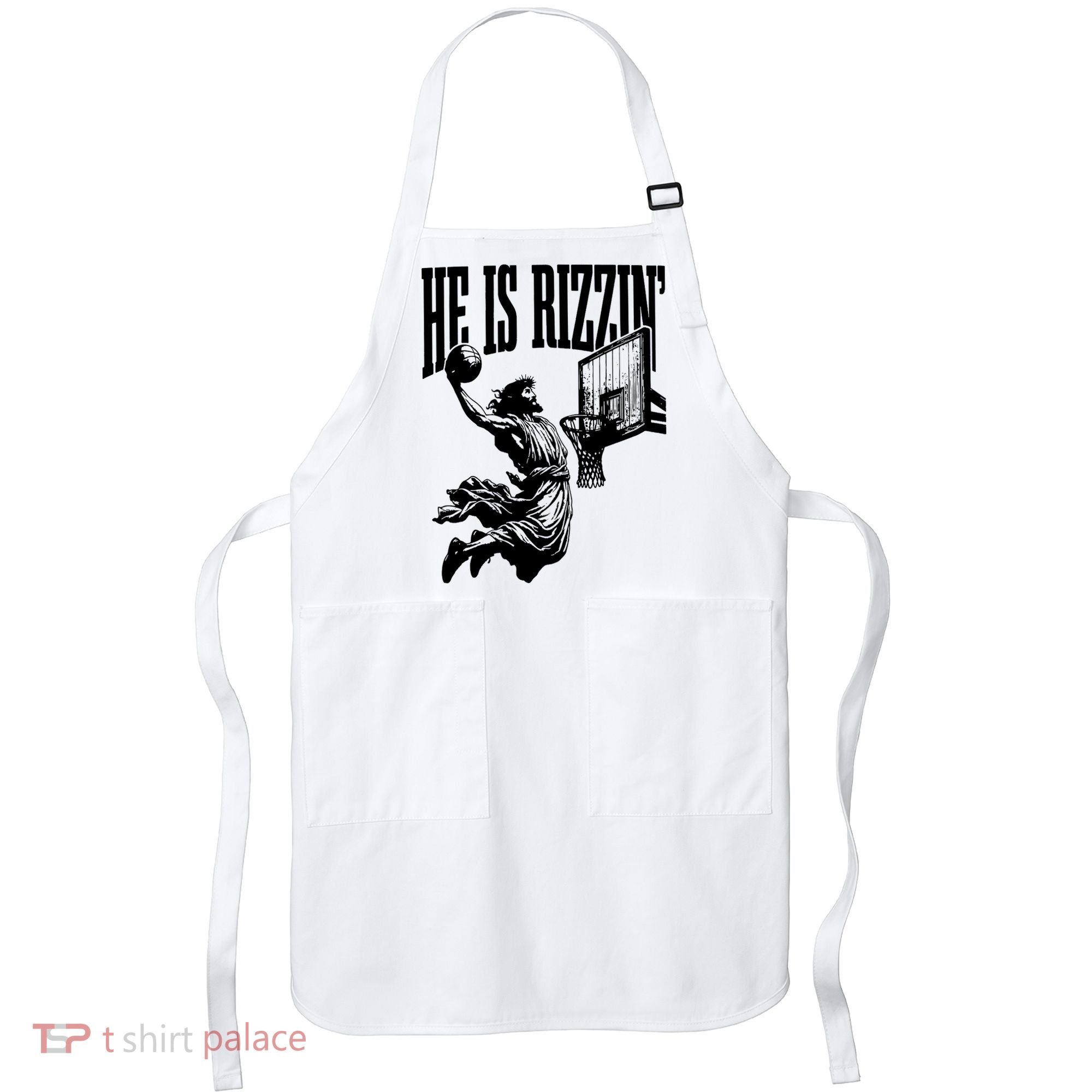 He Is Rizzin Funny Jesus Basketball Apron