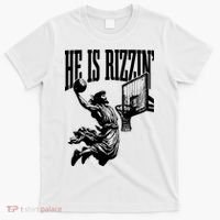 He Is Rizzin Funny Jesus Basketball T-Shirt thumb 0