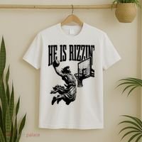 He Is Rizzin Funny Jesus Basketball T-Shirt thumb 2