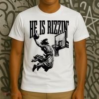 He Is Rizzin Funny Jesus Basketball T-Shirt thumb 3
