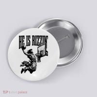 He Is Rizzin Funny Jesus Basketball Button thumb 0