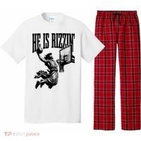 He Is Rizzin Funny Jesus Basketball Pajama Set thumb 0