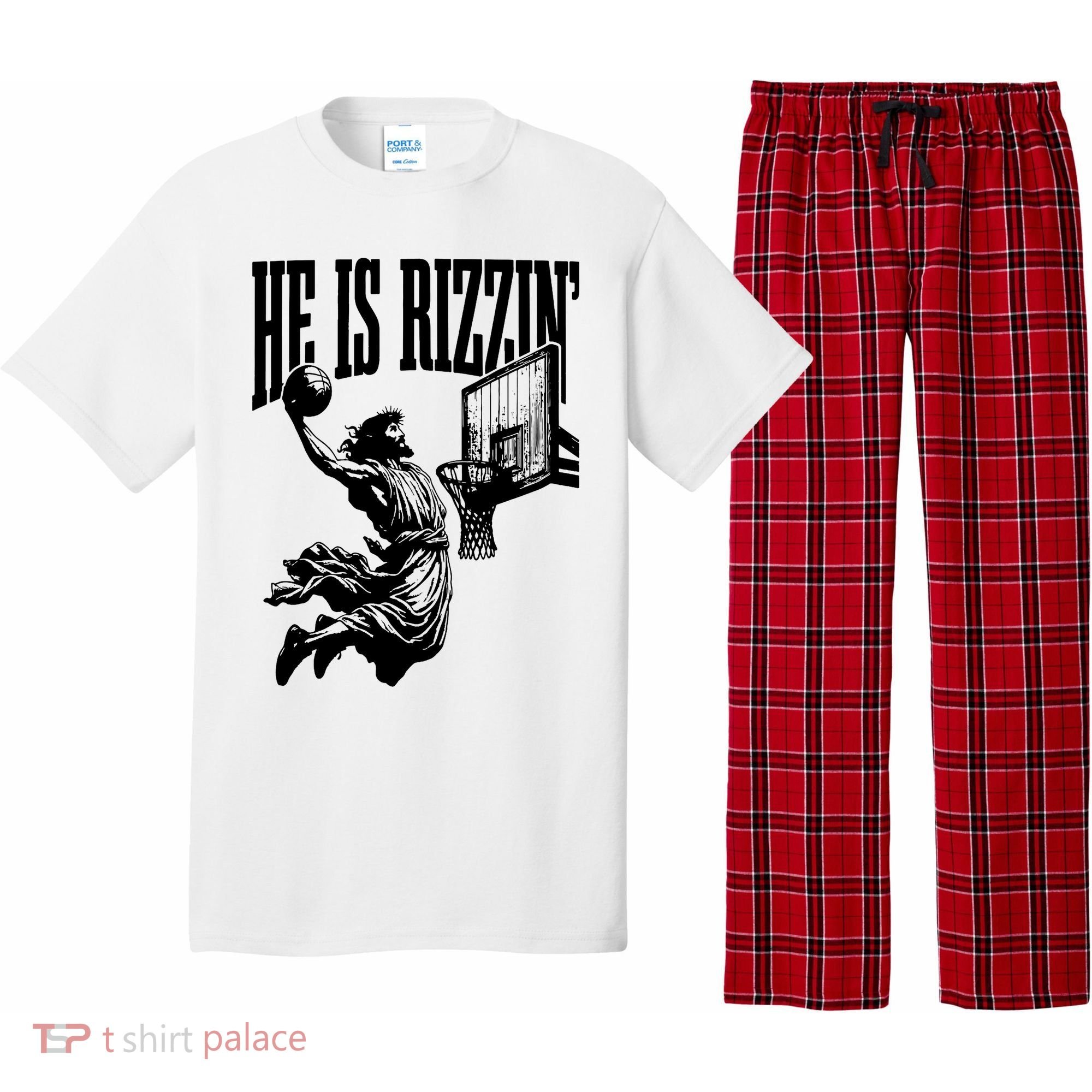 He Is Rizzin Funny Jesus Basketball Pajama Set