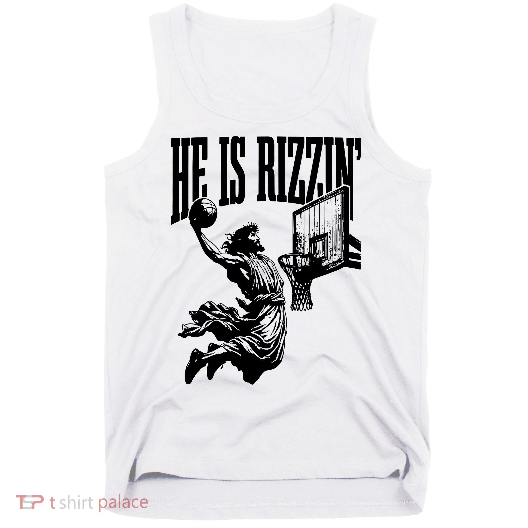 He Is Rizzin Funny Jesus Basketball Tank Top
