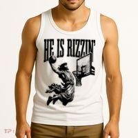 He Is Rizzin Funny Jesus Basketball Tank Top thumb 3