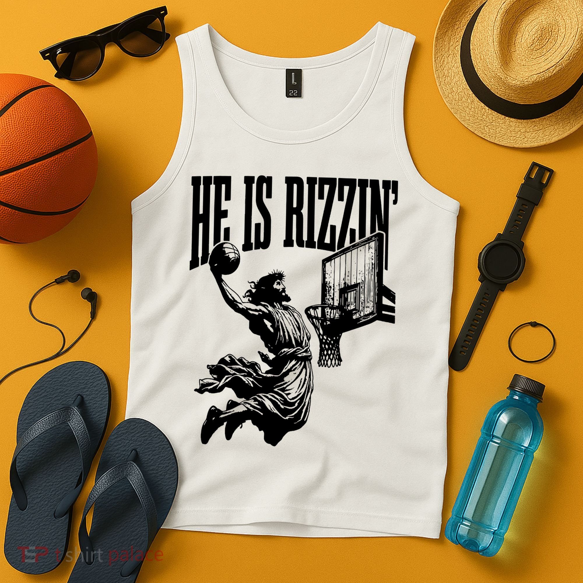 He Is Rizzin Funny Jesus Basketball Tank Top